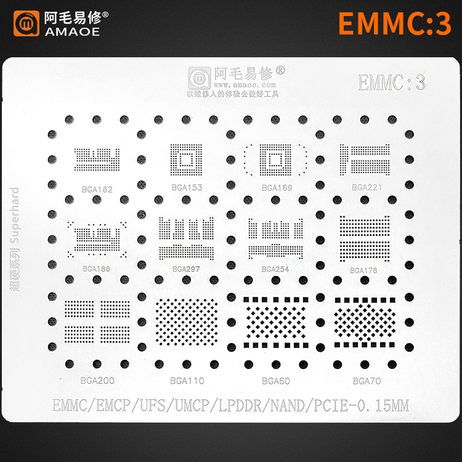 Tasmota Flash Tool - AMAOE EMMC3 BGA Reballing Stensil untuk