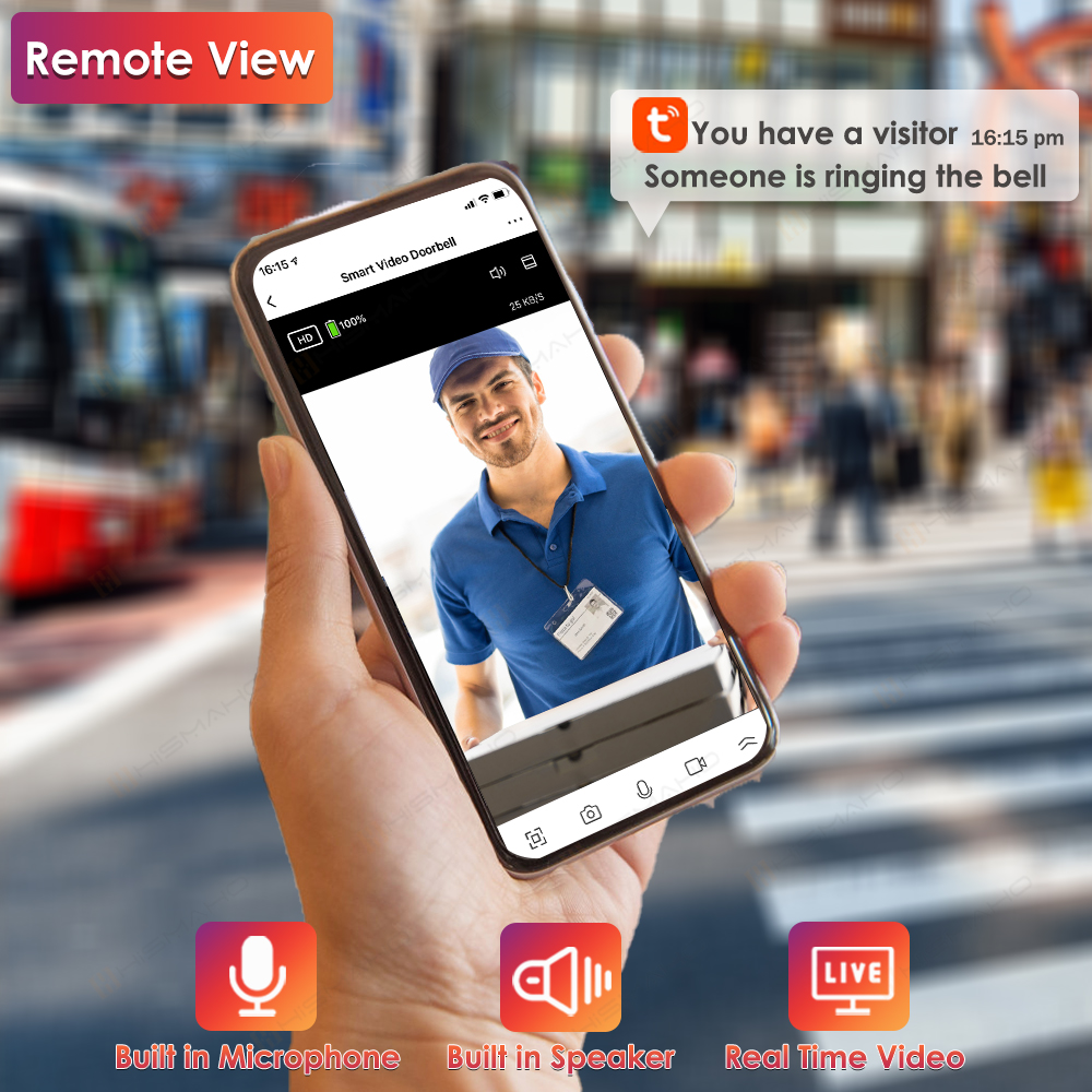 Tuya bel pintu WiFi, kamera lu - Smart Doorbell Wired ulasan dan harga
